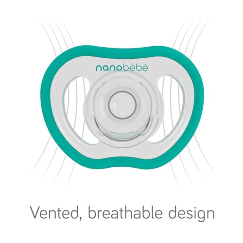 Image of Nanobebe Active Baby Pacifiers 4-36 Months - Orthodontic, Lightweight and Vented, Curves Comfortably with Face Contour, 100% Silicone - BPA Free, Perfect Baby Registry Gift 4pk, White /Pink
