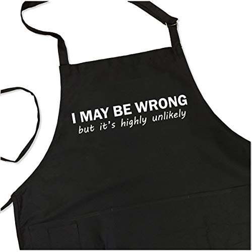 Apronmen, May Be Wrong But Highly Unlikely Chef Apron - Bbq Grill Cotton Apron With Pockets & Adjustable Neck Straps - One Size Fits All - Apron For Men #TOP1