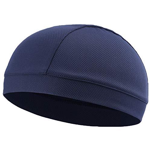 BODYRAISER ヘルメット インナー キャップ アンダーキャップ 暑さ対策 グッズ ヘルメット 暑さ対策 アウトドア 汗取り 帽子 熱中症対策グッズ ビーニーキャップ 吸汗 速乾 サイクリング 【ネイビー】 innercap紺
