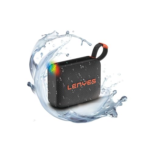 Image of Lenyes S216 Bluetooth Pocket Speaker, 6W, IPX7 Waterproof, Deep Bass, 5Hr Playtime, TWS Stereo, Bluetooth 5.0, TF Card, Carry Strap, Compact and Lightweight, Black