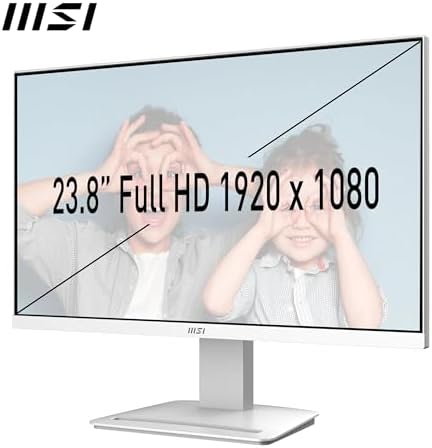 MSI 23.8" PRO MP2412W, Kurumsal Monitör, FHD, 16:9 Flat, VA 100HZ 1ms Adaptive-Sync Beyaz - Görsel 2