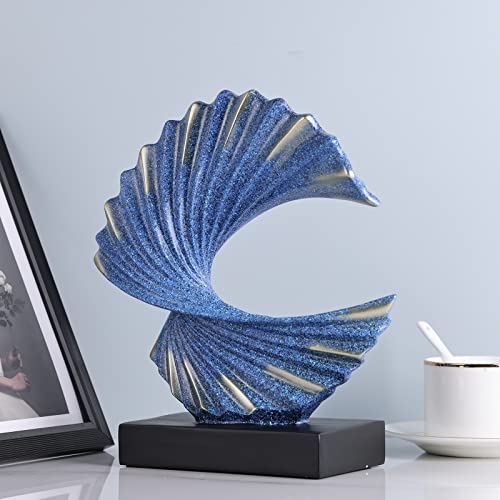 Blue Wave Resin Statue,Ocean Wave Sculpture Modern Funky Decor Wave Sea Ornament,Blue Decor,Blue Wave Resin Statue Modern Abstract Decor Accents，Room Office Cabinet Shelves Dining Table Decoratio #TOP4
