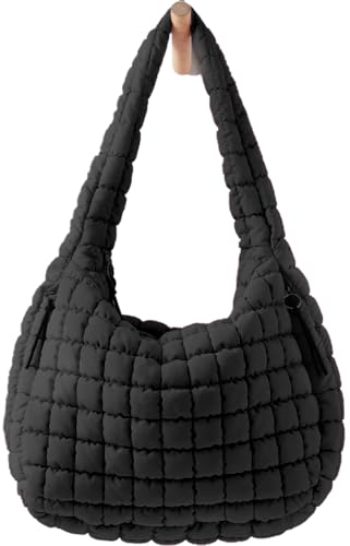 Image of Puffer Tote Bag for Women initial Tote Bag Quilted Large Carryall Bag Puffy Cross-body Bag Hobo Handbags