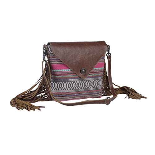 Myra Bag Western Leather Shoulder Bag for Women - Upcycled Canvas Crossbody Bag Vibrant Laces2