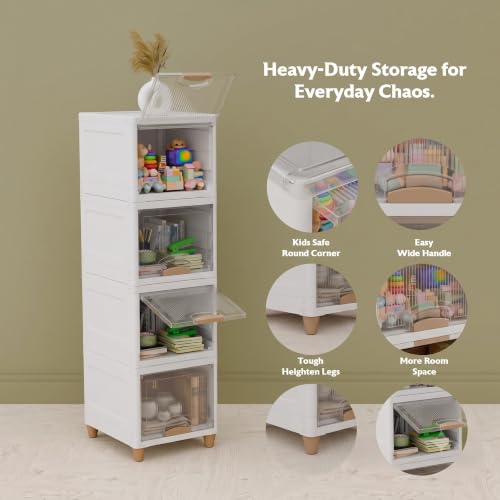 Image of 5 layer Plastic Wardrobe For Clothes : Versatile Plastic Cupboard For Storage Organizer & Organisers Storage Box for Ideal for Neat and Tidy Storage Solutions Almirah For Clothes-Transperent