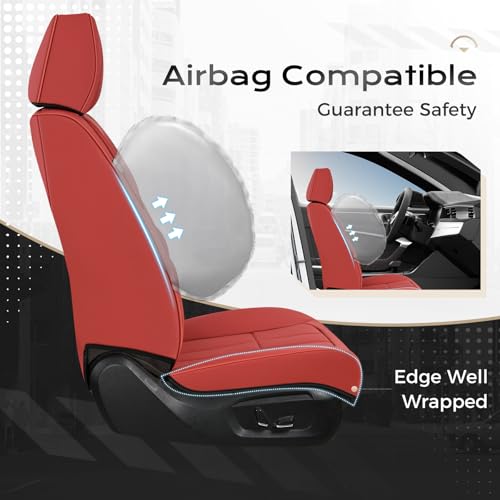 Image of Coverado Car Seat Covers Front Set, Luxury Nappa Leather Seat Covers Universal Fit Waterproof Non-Slip Breathable Automotive Seat Protectors for Cars, SUVs, Trucks