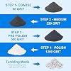 Rock Tumbler Grit and Ceramic Tumbling Media 2 Pounds, Polish Up to 13 lbs. of Rocks, Polish Refill Media Kit, Compatible with Any Tumbler (4 Step + Tumbling Media)
