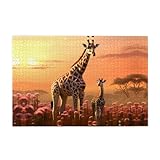  Puzzle de 1000 pièces Yyhwhjde Girafe Maman et Bébé Imprimés Puzzle en bois de qualité pour adultes et enfants, Puzzles amusants pour soulager le stress