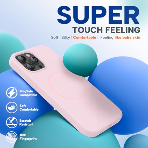 Image of Miracase Magnetic for iPhone 13 Pro Case, [Soft Anti-Scratch Microfiber Lining], Compatible with MagSafe, Liquid Silicone Shockproof Drop Protection Phone Case for 13 Pro, Sand Pink