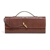 Beaguful Womens Fashion Leather Clutch Bag Crocodile Print Evening Handbag Crossbody Tote Bag Brown