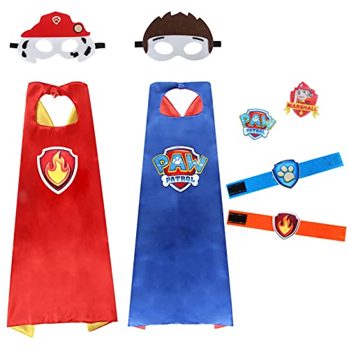 Paw Dog Patrol Costume pour Enfant, Paw Patrol Capes Masques de Fête, Paw Patrol Costumes avec Masques, Masque Capes Enfant, Paw Dog Patrol Puppy Cosplay Personnage Party Favors Décorations Cover