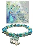 SODLYUE Peacock Bracelet for Women - Natural Stone Beaded Jewelry With Message Card - Inspirational Gifts for Peacock Lovers