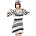 Uteruik Costume uniforme prigione Cosplay a righe con cappello manette giocattolo Halloween festa di Natale vestito per donne (M)