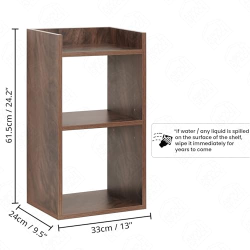 Image of ABOUT SPACE Side Table - Bed Side Tables for Bed Room with 2 Adjustable Shelves | DIY Engineered Wood Night Stand with Storage, Open Display End Table for Home Office(L 33 x B 24 x H 61.5 cm - Walnut)
