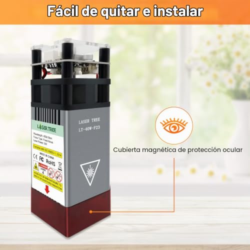 Miniatura 7 de Kit De Módulo Láser Mejorado, Cabezal De Grabado Y Corte De Enfoque Fijo De 23mm, Módulo De Grabado Láser De 5w De Potencia Óptica Con Capucha Metálica Para Máquina De Grabado Láser, 12v