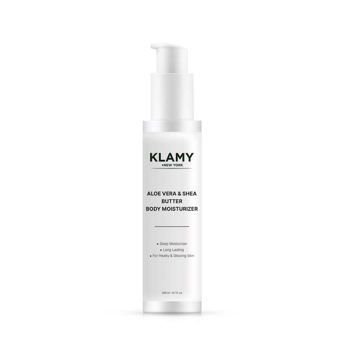 Klamy Aloe Vera & Shea Butter Body Moisturizer With Snail Slime Extract, Aloe Vera Extract, Bearberry Extract, Blackberry Extract, Shea Butter | Fast-Absorbing Non-Greasy Formula | All Skin Types | Deep Hydration | Soothes Irritation | Reduces Fine Lines | Daily Use for Soft | 200ML