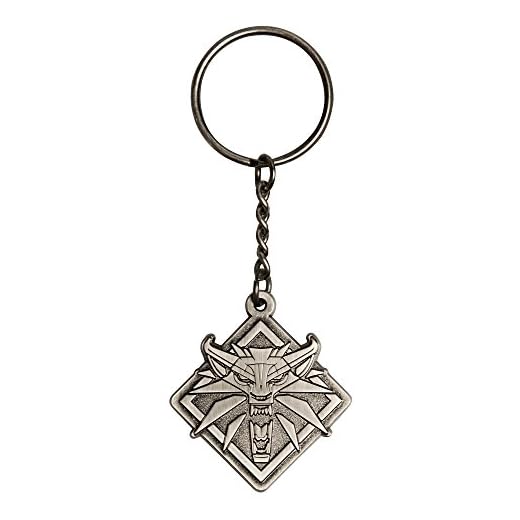 JINX The Witcher 3 White Wolf Medallion Metal Key Chain, Metallic, 1.75" Tall