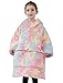 NOUKOW Wearable Blanket Hoodie for Kids All Patterns Oversized Sherpa Blanket Sweatshirt Giant Cozy Flannel Sweater Blanket (6-10 YR)