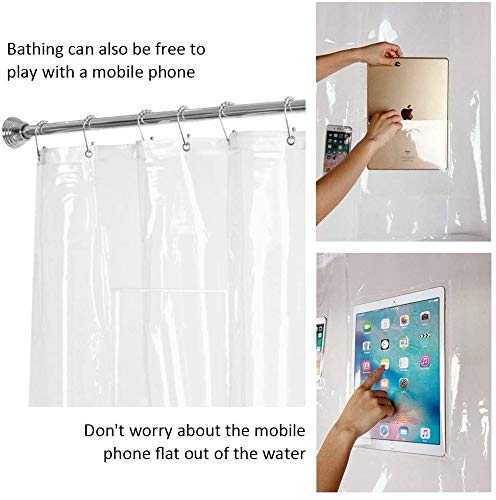 Quick Dry Pockets Waterproof Peva Shower Curtain Or Liner, Bath / Shower Organizer, Clear, 72 Inches X 72 Inches #TOP4