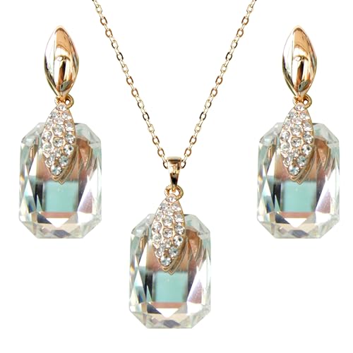 Navachi 18k Gold Plated Crystal White Clear Square Shape Zircon