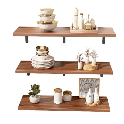 Étagères flottantes à 3 niveaux 90x20 cm en bois rustique pour salon et chambre