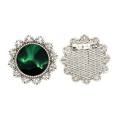 Broche de plata con flores verde y cielo nocturno medium regalo ideal de joyeria
