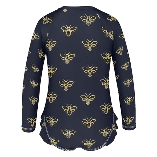 ALAZA Toddler Swimsuit Girl Bathing Suit Swimwear Rash Guard Bees Black Long Sleeve 3T3