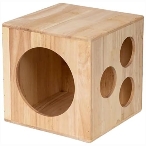 猫トンネル猫おもちゃ猫遊び道具猫木屋四季に適した個人猫ベッド正方形のデザイン万能通気構造多機能猫タワーファッション室内猫屋別荘風 (1つの大きな穴+3つの小さな穴)