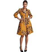 MaxPick African Women's Jacket Ankara Printed Long Jacket Lapel Top Waxed Dahiki Clothing