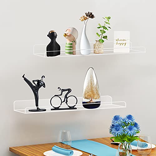 Weiai Clear Acrylic Floating Shelves 24 Inches, Wall Bookshelf For Kids, Transparent Book Shelf Ledge For Wall, Set Of 3 #TOP6