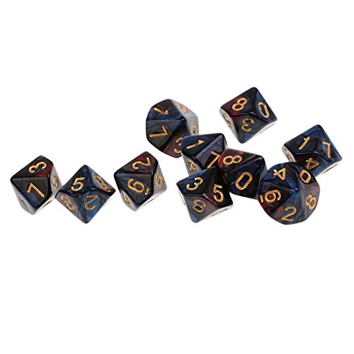 Yourandoll 10 STÜCKE Polyedrische Würfel D10 Würfel Dice Spielwürfel 10-seitig Würfel for DND RPG Tischspiele (Rot Blau)