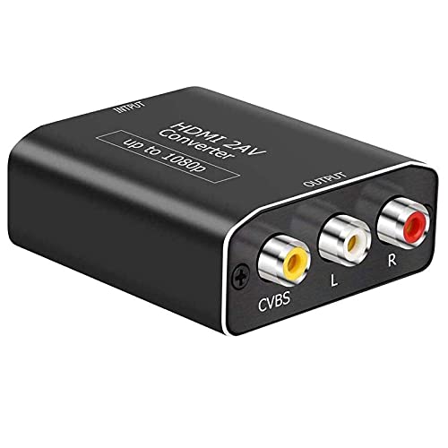 TLsiwio Aluminium HDMI RCA Audio Adaptateur,HDMI en AV Adaptateur avec Câble de Charge USB pour PC/Xbox/PS4/PS3/TV/VHS/DVD/Blu Ray/Projecteur Cover