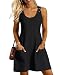 Tanmolo Damen Sommerkleid Trägerkleid mit Taschen Kleid (Schwarz M)