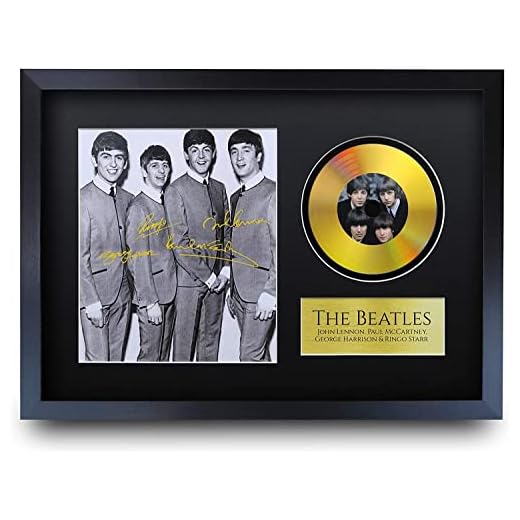 HWC Trading Artículos A3 FR Beatles Lennon, Mccartney, Harrison, Starr Autógrafos con Una Imagen De Impresión Imagen D'Or De Los Coches para Los Aficionados Música Objetos Firmados