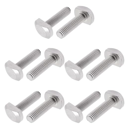 S SYDIEN 10 Pcs M8 x 30 mm T Slot Bolts, 304 Stainless Steel Drop-in Stud Sliding Bolts T Shape Screws, Metric Thread T Bolts for T Track, Silver