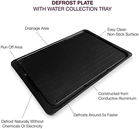 Andrew James Defrost Tray Thaw Board Plate | Up to 5 Times Faster Defrosting for Meat and Frozen Foods | No Electricity Required (Tray with Drip Tray)