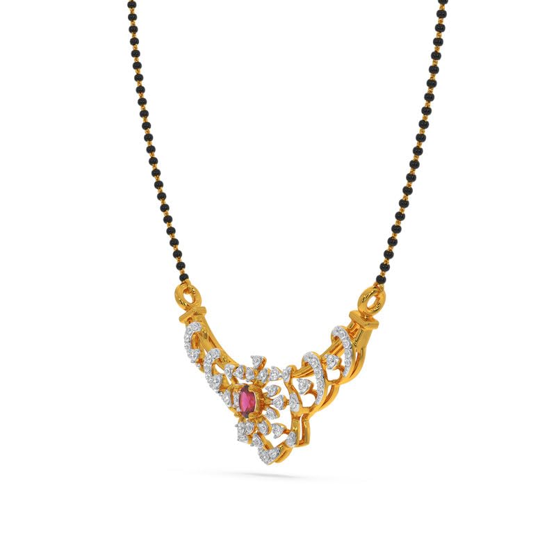 Image of KISNA JEWELS 14KT|18KT BIS Hallmark Pure Gold and Diamond Mangalsutra For Women