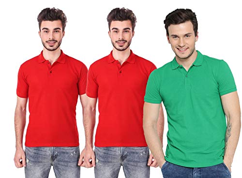 Cynak Men’S Solid Regular Fit Polo Shirt (9,7,7 Sea Green,Red,Redm M)