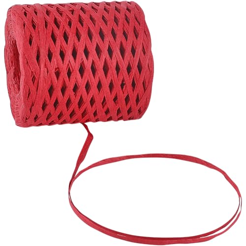 CRASPIRE 218 Yards Raffia Paper Ribbon for Wrapping Ribbon Indian Red Packing Ribbon Raffia Twine String Packing Paper Twine for Christmas Wrapping DIY Craft