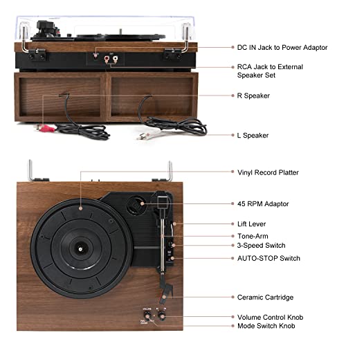 Lecteur de disques Vinyle Bluetooth avec Haut-parleurs externes, Platine Vinyle à entraînement par Courroie à 3 Vitesses… - Les Beatles, Paul McCartney, John Lennon, RIngo Starr, George Harrison Lecteur de disques Vinyle Bluetooth avec Haut-parleurs externes, Platine Vinyle à entraînement par Courroie à 3 Vitesses… – Image 5