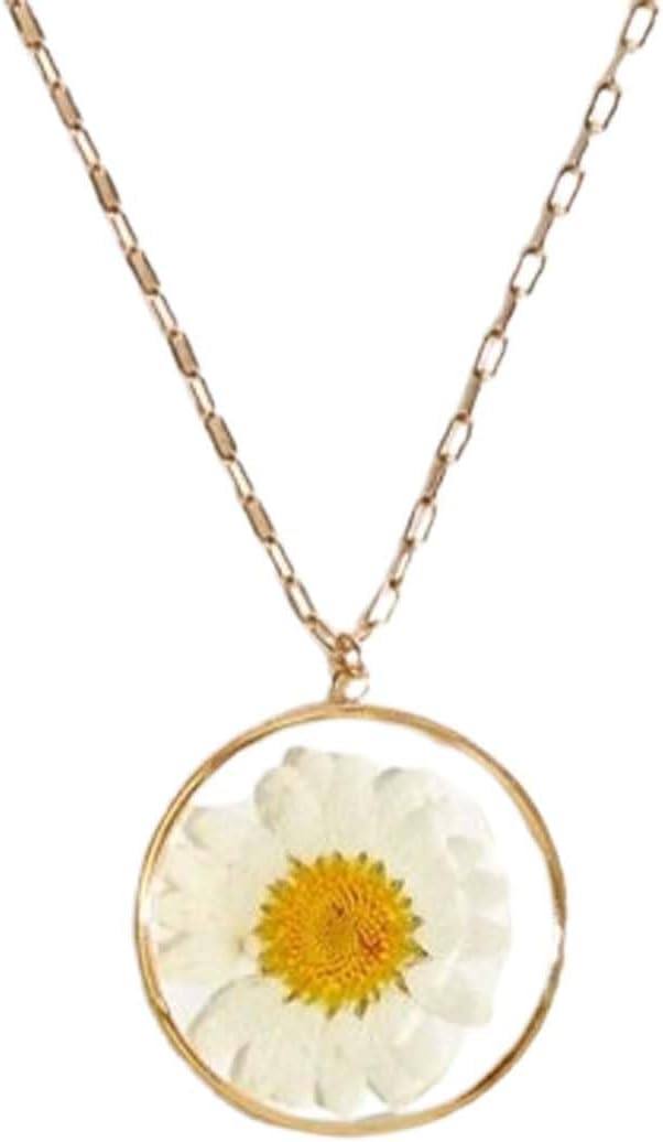 Pendants with Real Pressed Daisy Flower