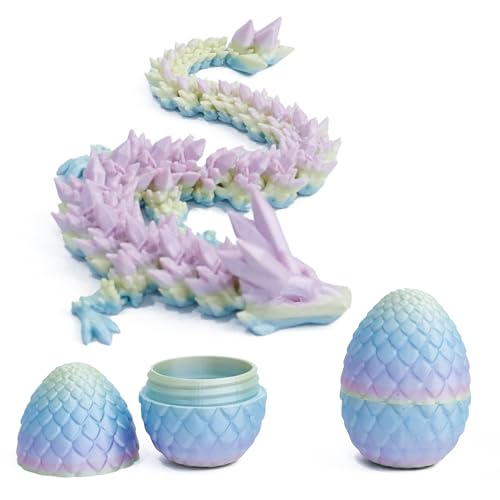 Flavery Dragón en huevo impreso en 3D, huevo de dinosaurio con dragón de cristal flexible en el interior, juguete colorido para ansiedad, regalo de cumpleaños, figura de mascota de escritorio, dragón