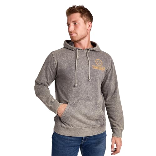 Bioworld Dragon Ball Z Super Saiyan Goku & Kanji Mens Gray Mineral Wash Long Sleeve Hooded Sweatshirt-Large