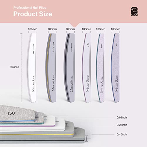 Melodysusie Nail File Buffer Set To File, Shape, Smooth, Buffer And Shine Nails, Double Sided Emery Boards Nail Files For Acrylic Nails, Manicure Pedicure Tools For Home And Salon Use #TOP5