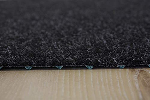 Rasenteppich Kunstrasen Premium schwarz grau Weich Meterware, verschiedene Größen, mit Drainage-Noppen, wasserdurchlässig (400x300 cm)