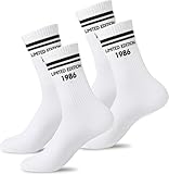 Kazunark Geburtstag Socken, Lustige Baumwollsocken Limited Edition,100% Baumwolle, Geschenk für Teenager, Männer & Frauen,2 Paar Limited Edition Socke 1986 (schwarz)