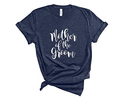 Mother of the Bride Shirt. Groom Mom Gift (HTR Navy MOTG, Medium)