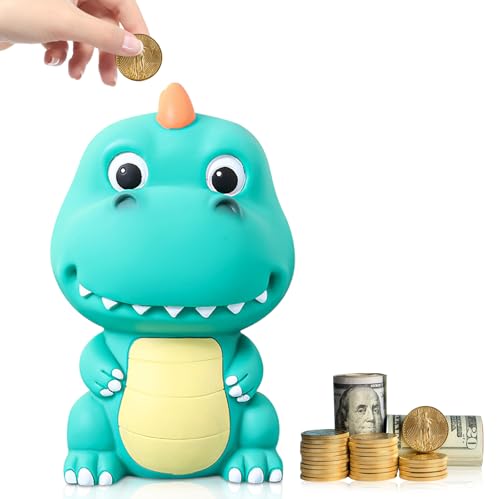 HOMURY Hucha de dinosaurio para niños: hucha de dinosaurios irrompible hecha de material de PVC seguro, grande para decoración de habitación infantil, regalo