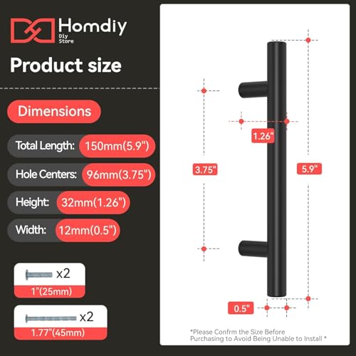 Image of homdiy 100Pack 3.75in Cabinet Handles Black Kitchen Cabinet Pulls Drawer Pulls for Dresser Drawers