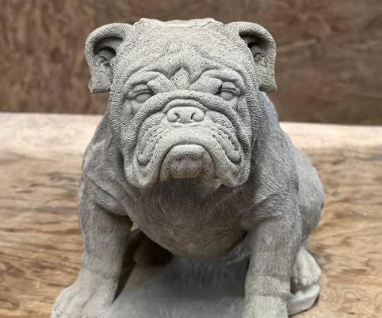 Concrete Massive Bulldog Figurine Real Size Bulldog Statue Solid Rock Pet Memorial